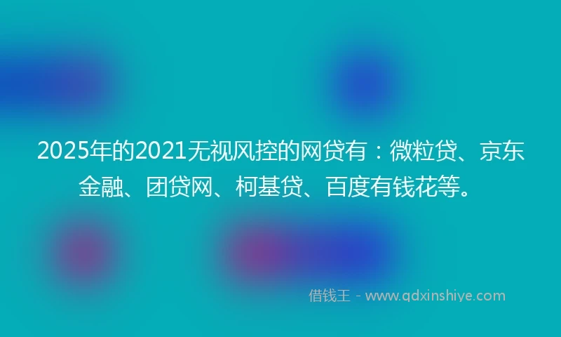 2025年的2021无视风控的网贷有：微粒贷、京东金融、团贷网、柯基贷、百度有钱花等。