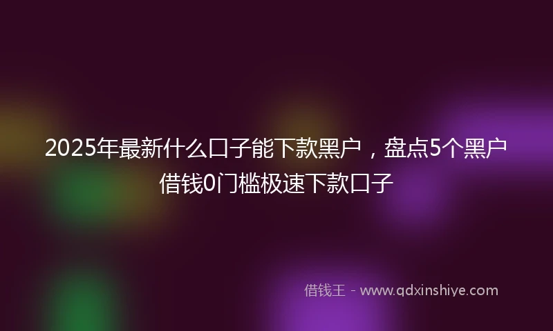 2025年最新什么口子能下款黑户，盘点5个黑户借钱0门槛极速下款口子