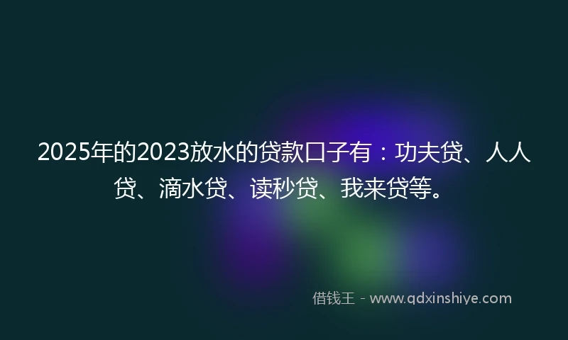 2025年的2023放水的贷款口子有：功夫贷、人人贷、滴水贷、读秒贷、我来贷等。