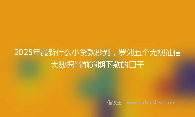 2025年最新什么小贷款秒到，罗列五个无视征信大数据当前逾期下款的口子