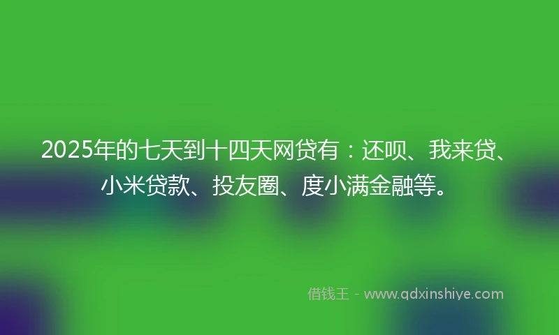 2025年的七天到十四天网贷有：还呗、我来贷、小米贷款、投友圈、度小满金融等。