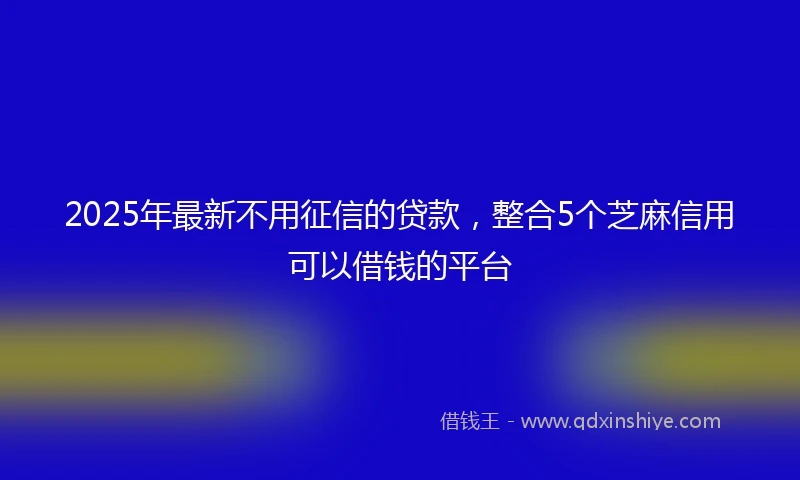 2025年最新不用征信的贷款，整合5个芝麻信用可以借钱的平台