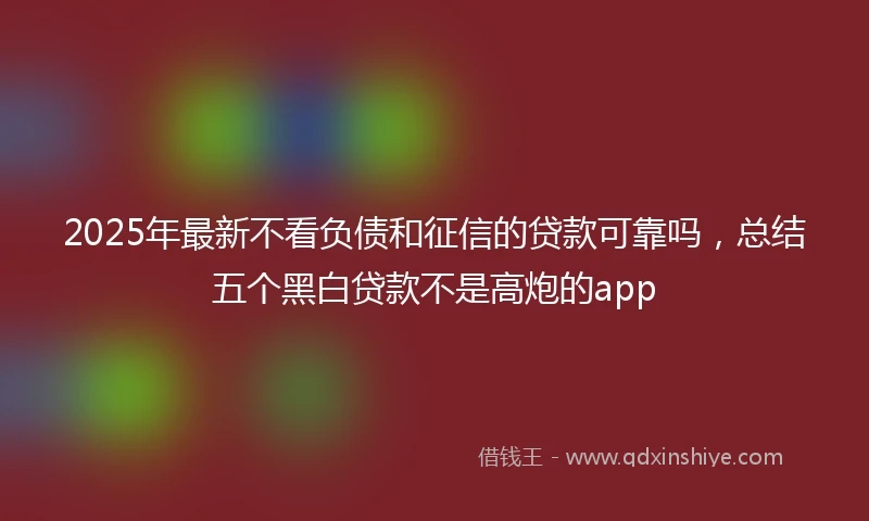 2025年最新不看负债和征信的贷款可靠吗，总结五个黑白贷款不是高炮的app
