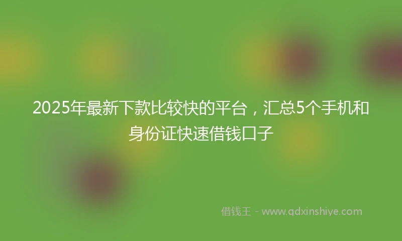 2025年最新下款比较快的平台，汇总5个手机和身份证快速借钱口子