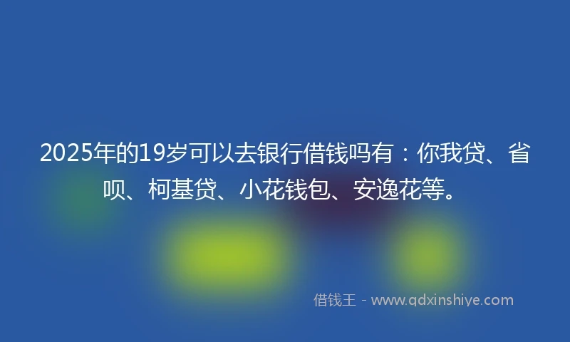 2025年的19岁可以去银行借钱吗有：你我贷、省呗、柯基贷、小花钱包、安逸花等。