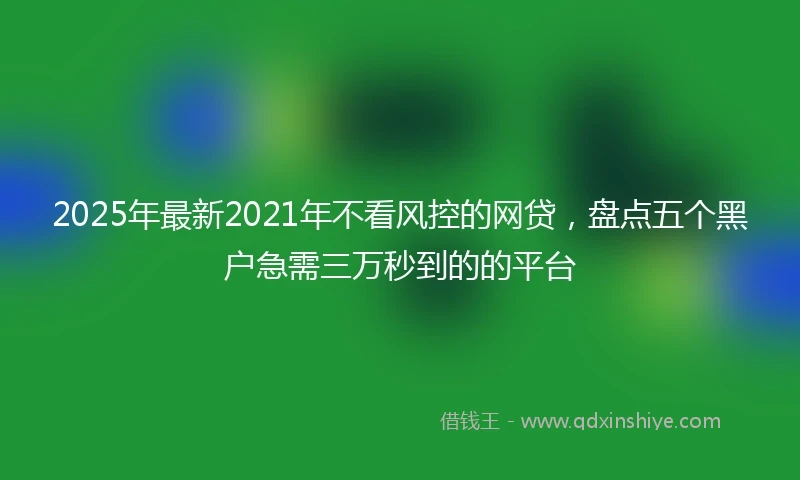 2025年最新2021年不看风控的网贷，盘点五个黑户急需三万秒到的的平台