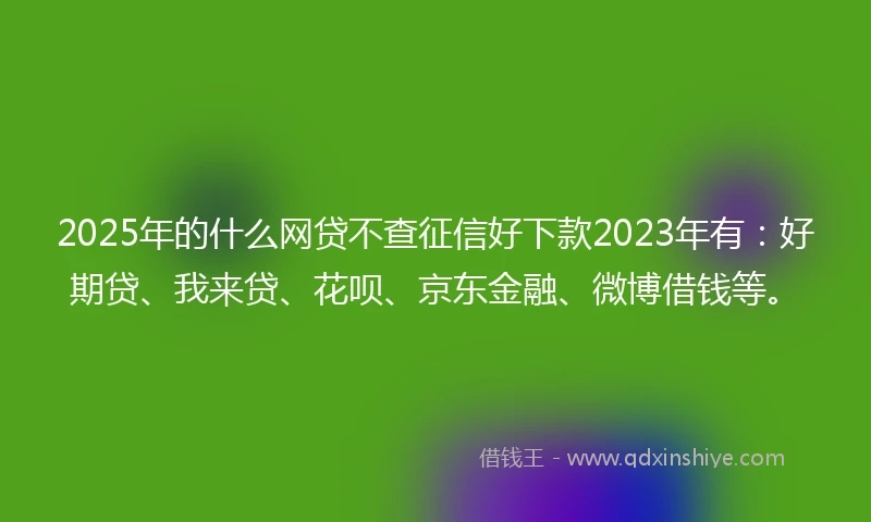 2025年的什么网贷不查征信好下款2023年有：好期贷、我来贷、花呗、京东金融、微博借钱等。