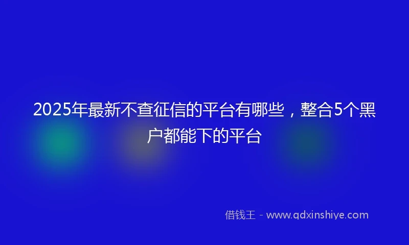 2025年最新不查征信的平台有哪些，整合5个黑户都能下的平台