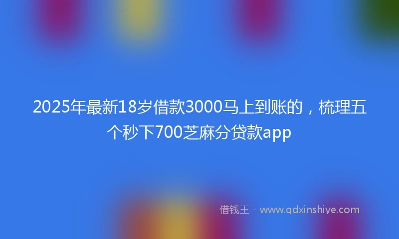 2025年最新18岁借款3000马上到账的，梳理五个秒下700芝麻分贷款app