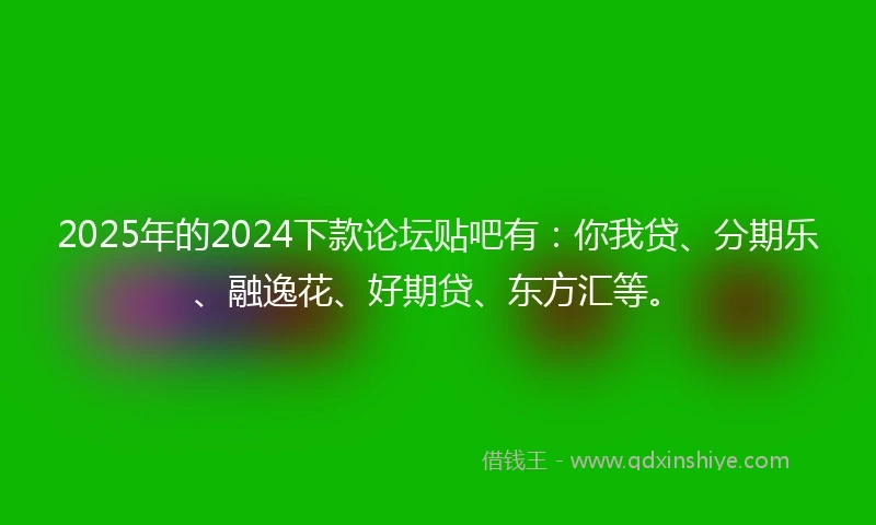 2025年的2024下款论坛贴吧有：你我贷、分期乐、融逸花、好期贷、东方汇等。