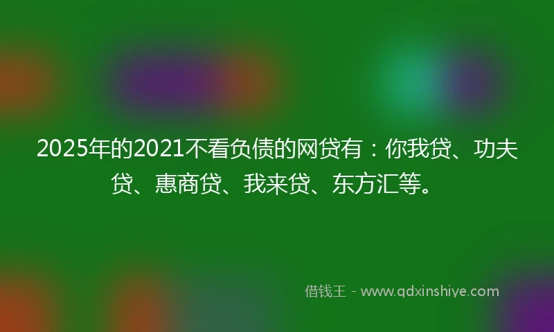 2025年的2021不看负债的网贷有：你我贷、功夫贷、惠商贷、我来贷、东方汇等。