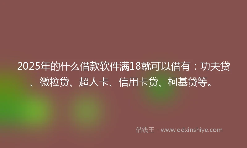 2025年的什么借款软件满18就可以借有：功夫贷、微粒贷、超人卡、信用卡贷、柯基贷等。