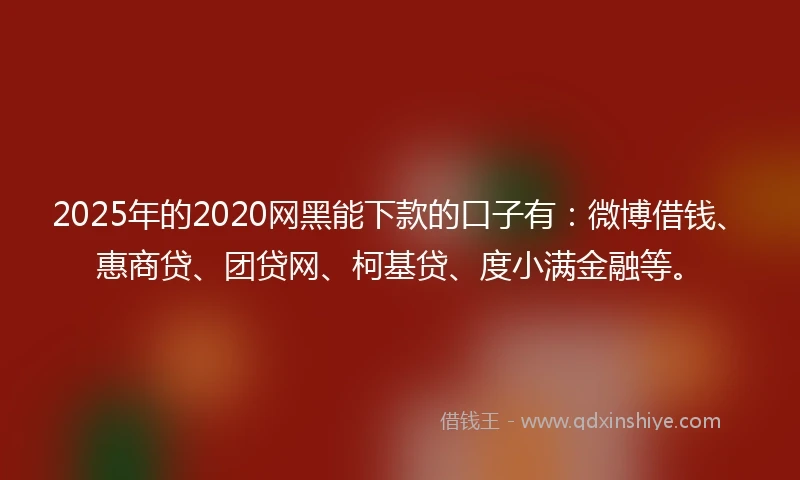 2025年的2020网黑能下款的口子有：微博借钱、惠商贷、团贷网、柯基贷、度小满金融等。