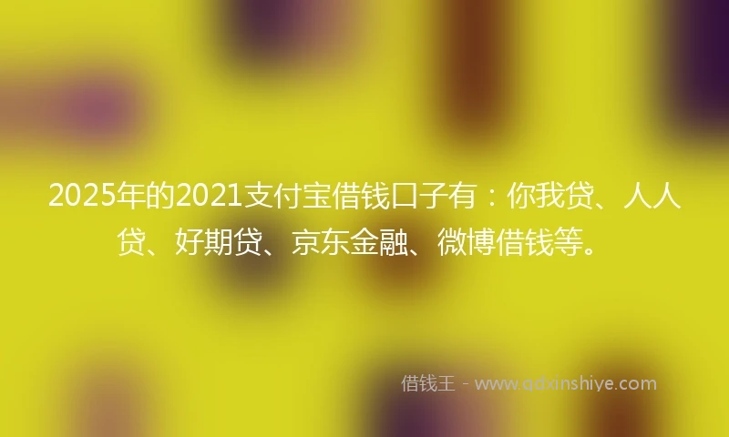2025年的2021支付宝借钱口子有：你我贷、人人贷、好期贷、京东金融、微博借钱等。
