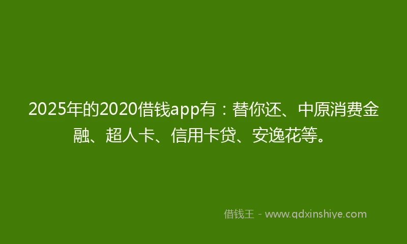 2025年的2020借钱app有：替你还、中原消费金融、超人卡、信用卡贷、安逸花等。