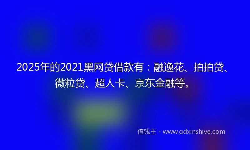 2025年的2021黑网贷借款有：融逸花、拍拍贷、微粒贷、超人卡、京东金融等。