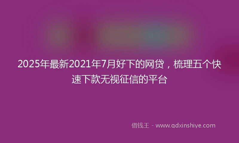 2025年最新2021年7月好下的网贷，梳理五个快速下款无视征信的平台