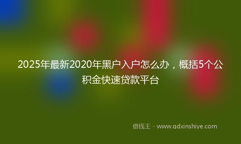 2025年最新2020年黑户入户怎么办，概括5个公积金快速贷款平台