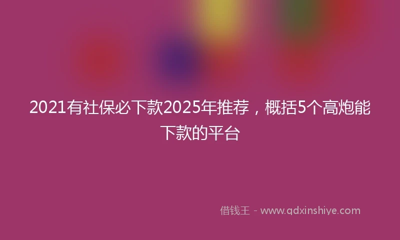 2021有社保必下款2025年推荐，概括5个高炮能下款的平台
