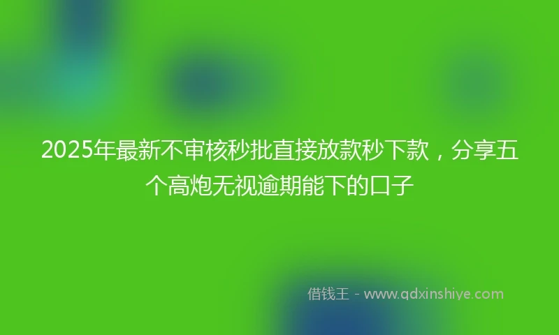 2025年最新不审核秒批直接放款秒下款，分享五个高炮无视逾期能下的口子