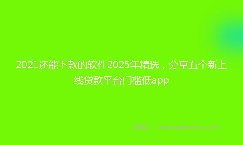 2021还能下款的软件2025年精选，分享五个新上线贷款平台门槛低app