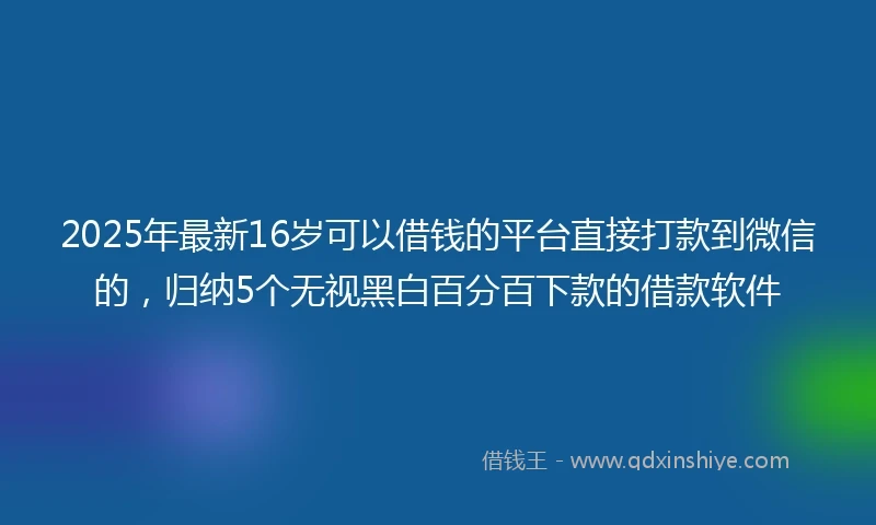 2025年最新16岁可以借钱的平台直接打款到微信的，归纳5个无视黑白百分百下款的借款软件