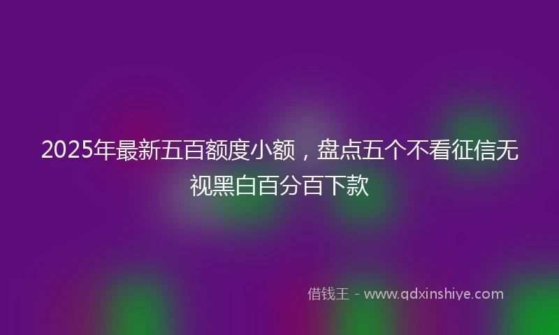 2025年最新五百额度小额，盘点五个不看征信无视黑白百分百下款