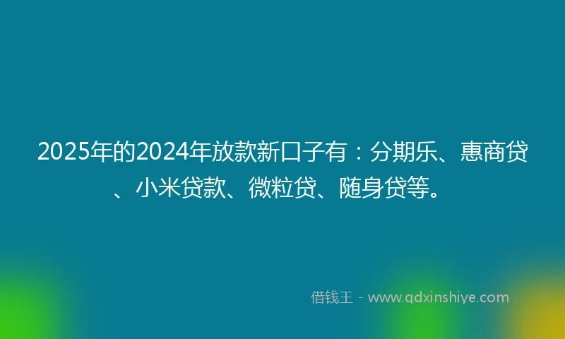 2025年的2024年放款新口子有：分期乐、惠商贷、小米贷款、微粒贷、随身贷等。