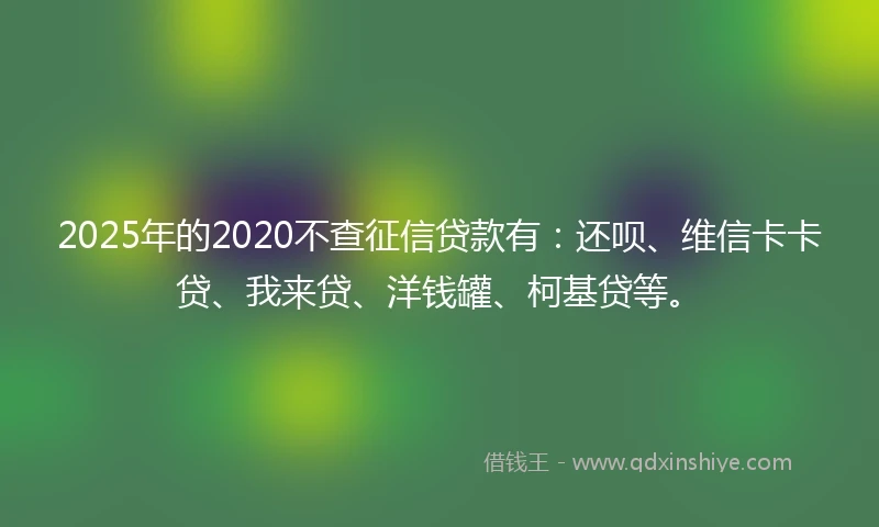 2025年的2020不查征信贷款有：还呗、维信卡卡贷、我来贷、洋钱罐、柯基贷等。