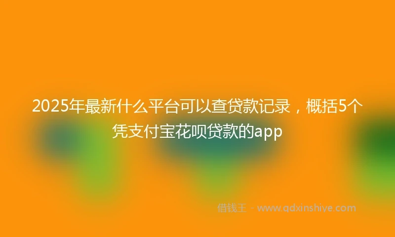 2025年最新什么平台可以查贷款记录，概括5个凭支付宝花呗贷款的app