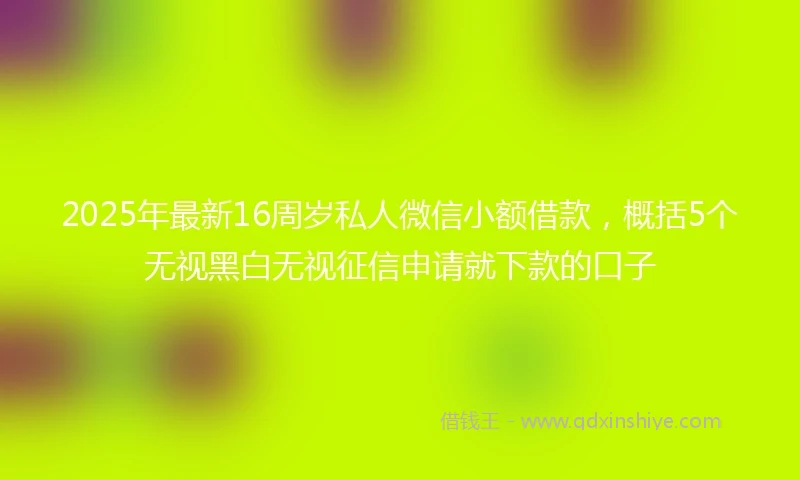 2025年最新16周岁私人微信小额借款，概括5个无视黑白无视征信申请就下款的口子