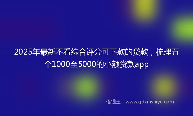 2025年最新不看综合评分可下款的贷款，梳理五个1000至5000的小额贷款app