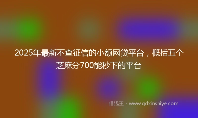 2025年最新不查征信的小额网贷平台，概括五个芝麻分700能秒下的平台