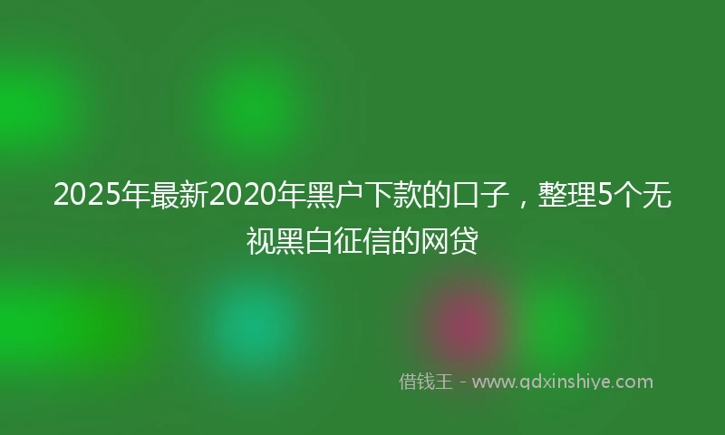 2025年最新2020年黑户下款的口子，整理5个无视黑白征信的网贷