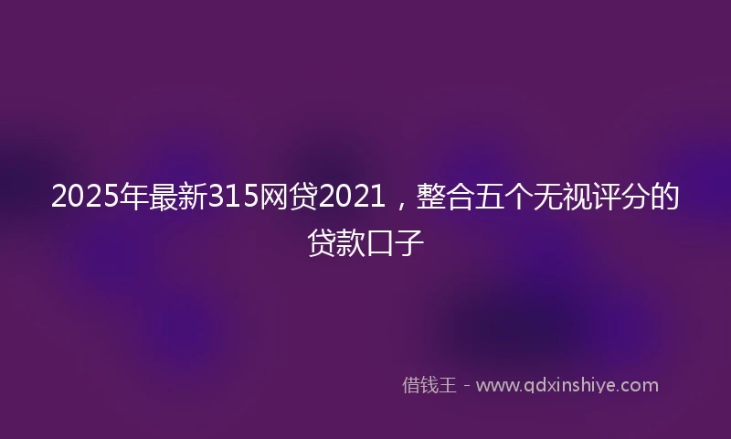 2025年最新315网贷2021，整合五个无视评分的贷款口子