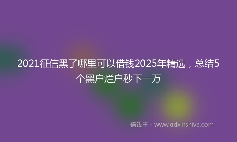2021征信黑了哪里可以借钱2025年精选，总结5个黑户烂户秒下一万