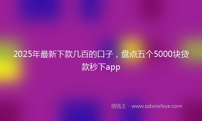 2025年最新下款几百的口子，盘点五个5000块贷款秒下app