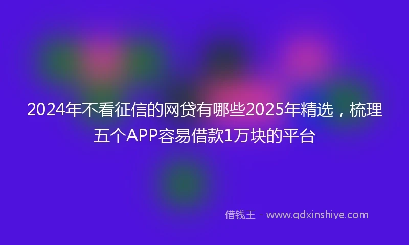 2024年不看征信的网贷有哪些2025年精选，梳理五个APP容易借款1万块的平台
