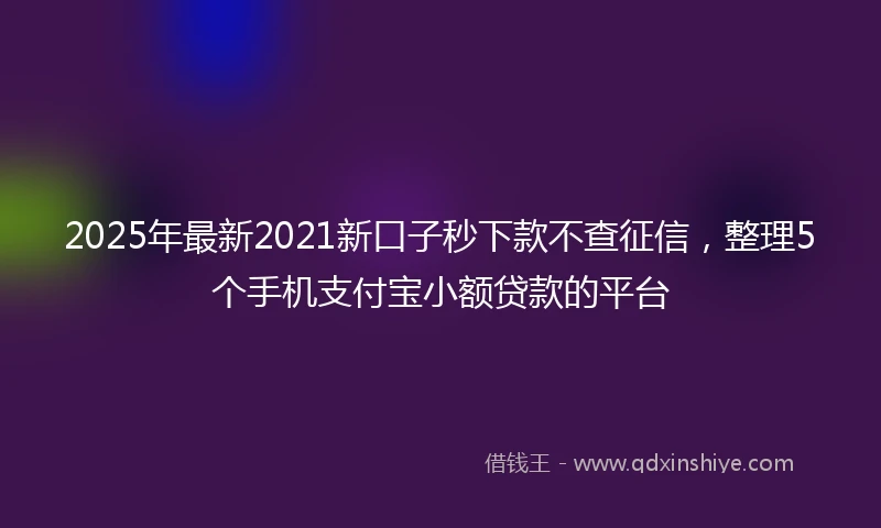 2025年最新2021新口子秒下款不查征信，整理5个手机支付宝小额贷款的平台