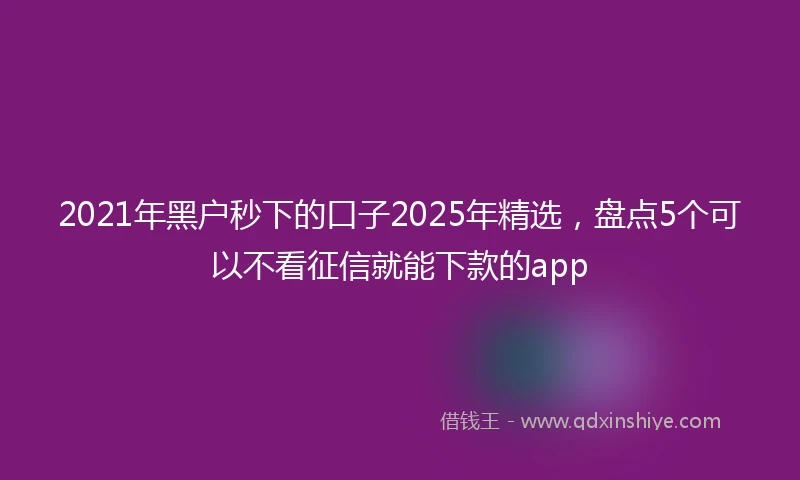 2021年黑户秒下的口子2025年精选，盘点5个可以不看征信就能下款的app