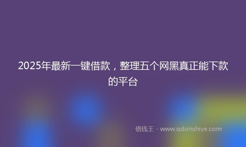 2025年最新一键借款，整理五个网黑真正能下款的平台