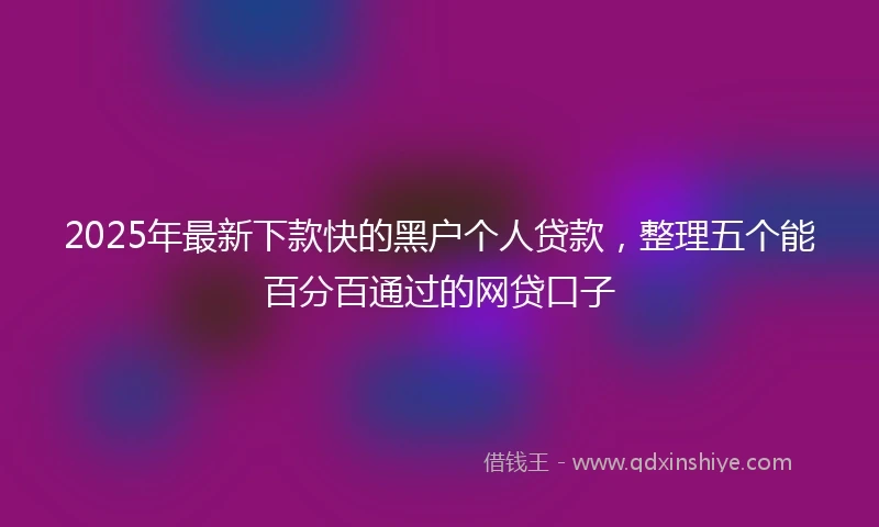 2025年最新下款快的黑户个人贷款，整理五个能百分百通过的网贷口子