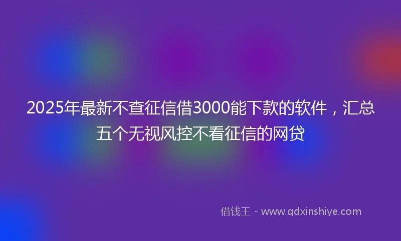2025年最新不查征信借3000能下款的软件，汇总五个无视风控不看征信的网贷