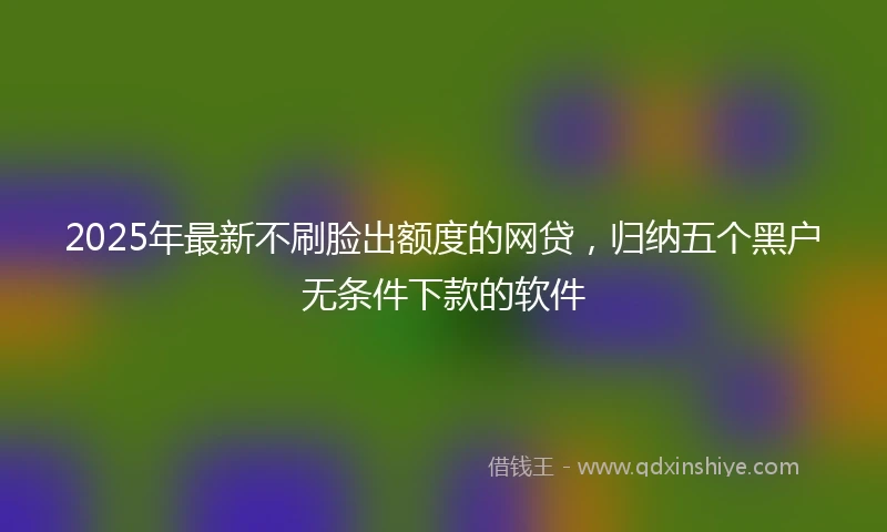 2025年最新不刷脸出额度的网贷，归纳五个黑户无条件下款的软件
