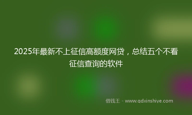 2025年最新不上征信高额度网贷，总结五个不看征信查询的软件