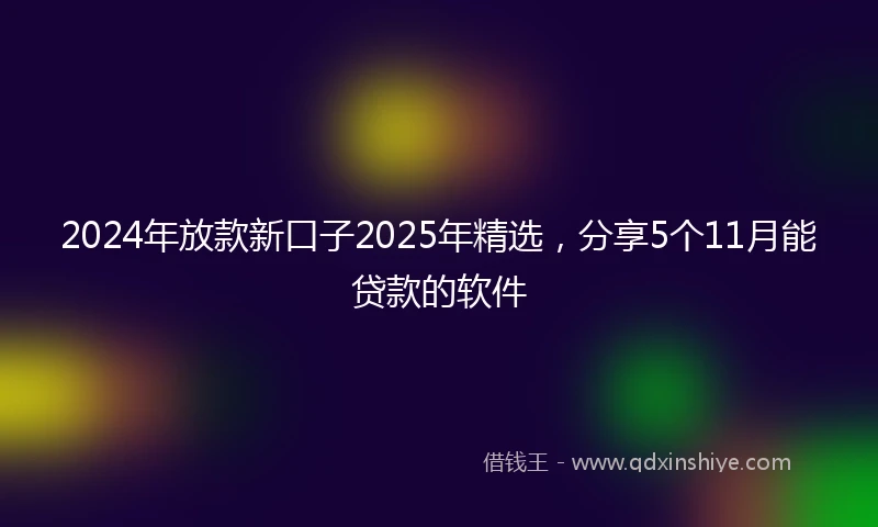 2024年放款新口子2025年精选，分享5个11月能贷款的软件
