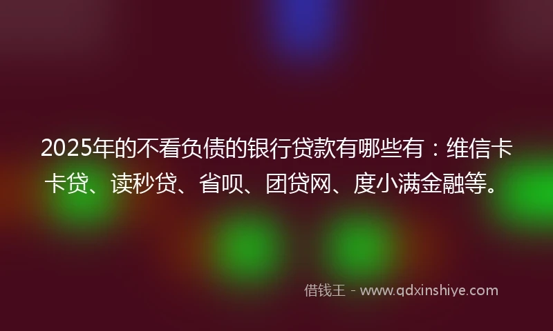 2025年的不看负债的银行贷款有哪些有：维信卡卡贷、读秒贷、省呗、团贷网、度小满金融等。