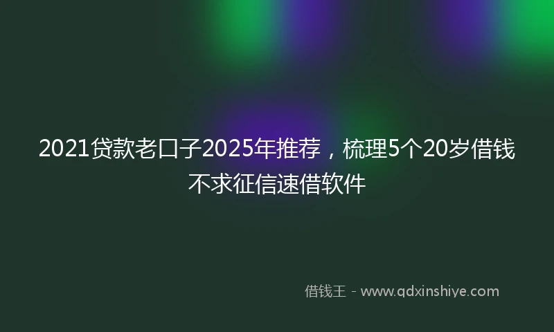 2021贷款老口子2025年推荐，梳理5个20岁借钱不求征信速借软件