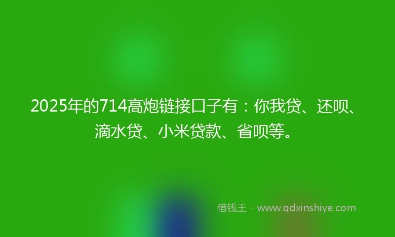 2025年的714高炮链接口子有：你我贷、还呗、滴水贷、小米贷款、省呗等。