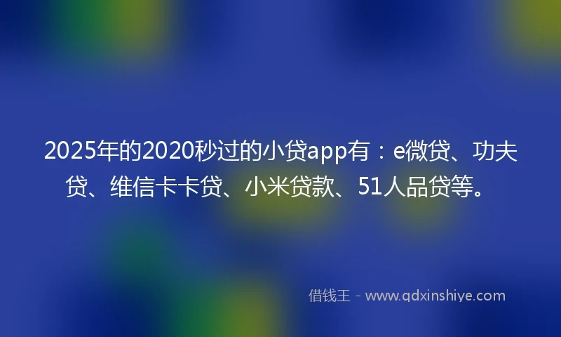 2025年的2020秒过的小贷app有：e微贷、功夫贷、维信卡卡贷、小米贷款、51人品贷等。